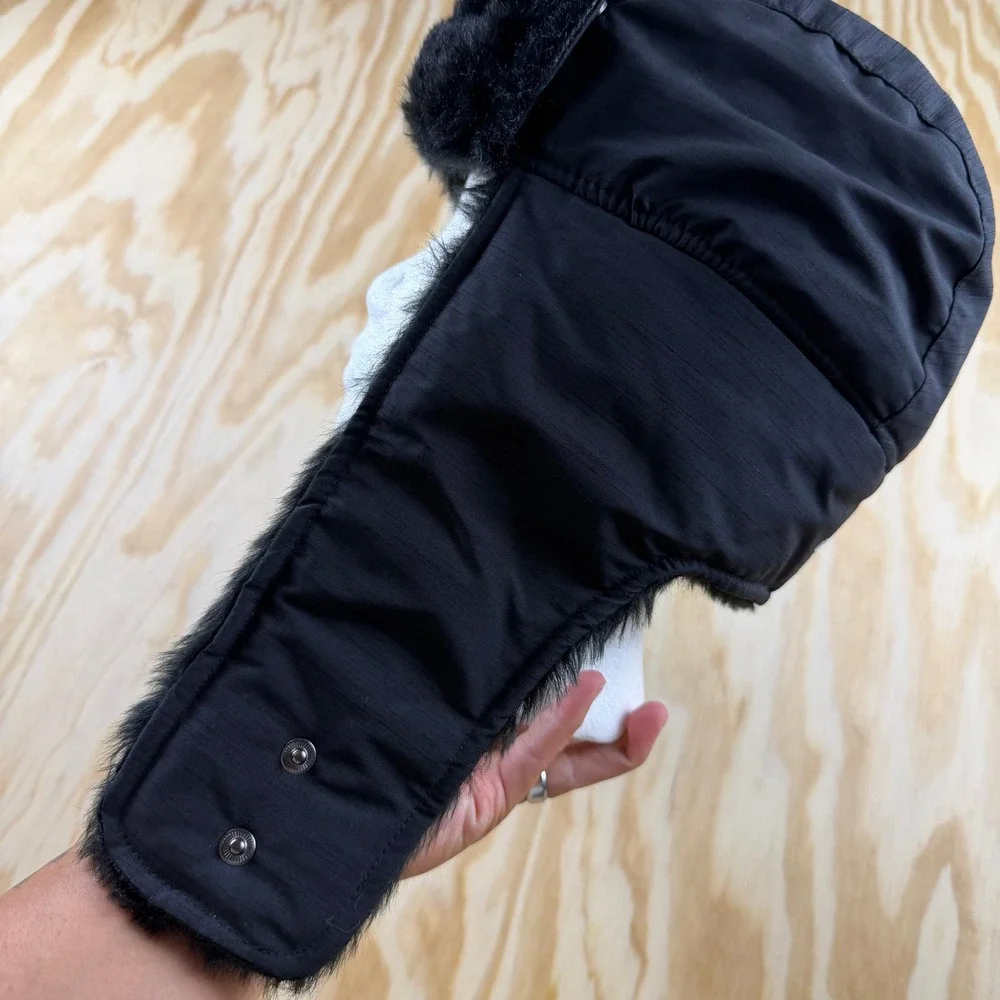 The North Face Black Faux Fur Trapper Hat Unisex One Size Winter Bomber Cap